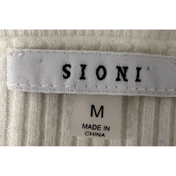 Sioni Womens Medium White Cardigan With Sheer Floral Sleeves Feminine Buttons GU - Picture 4 of 7